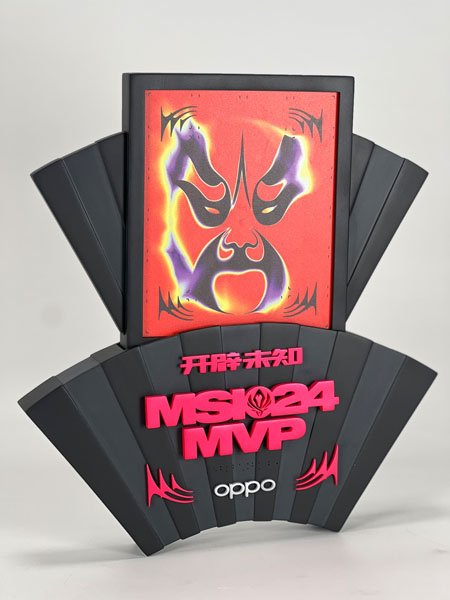 High-quality fabricated brand display piece created with large-scale 3D printing for commercial and event marketing.