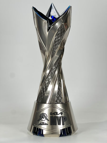 High-quality fabricated brand display piece created with large-scale 3D printing for commercial and event marketing.