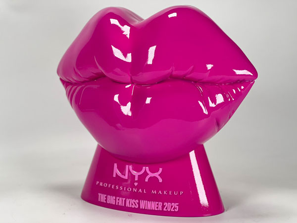 High-quality fabricated brand display piece created with large-scale 3D printing for commercial and event marketing.