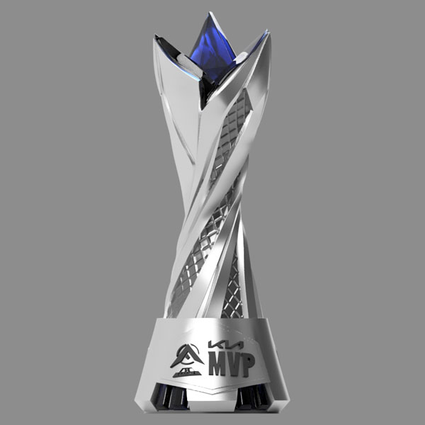 High-quality fabricated brand display piece created with large-scale 3D printing for commercial and event marketing.