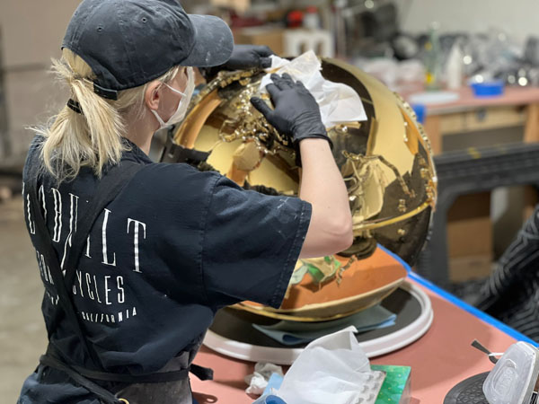 High-quality fabricated brand display piece created with large-scale 3D printing for commercial and event marketing.