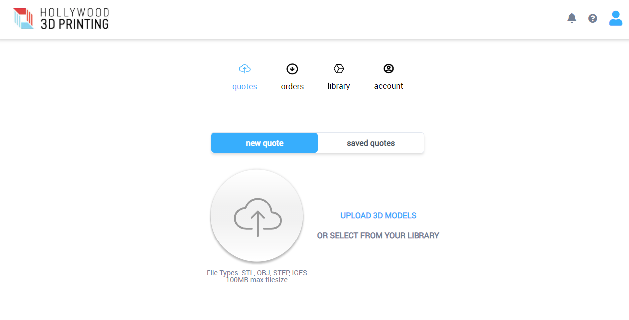 when you sign into your user account, you can get an instant online 3d printing quote by uploading your 3d model files